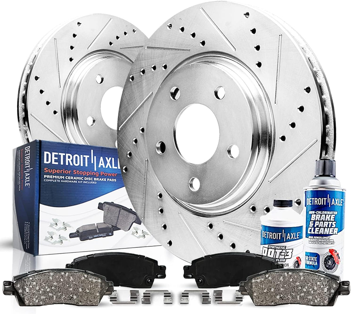 10.83 (275mm) Front Drilled and Slotted Disc Rotors + Brake Pads 6pc Set U1524