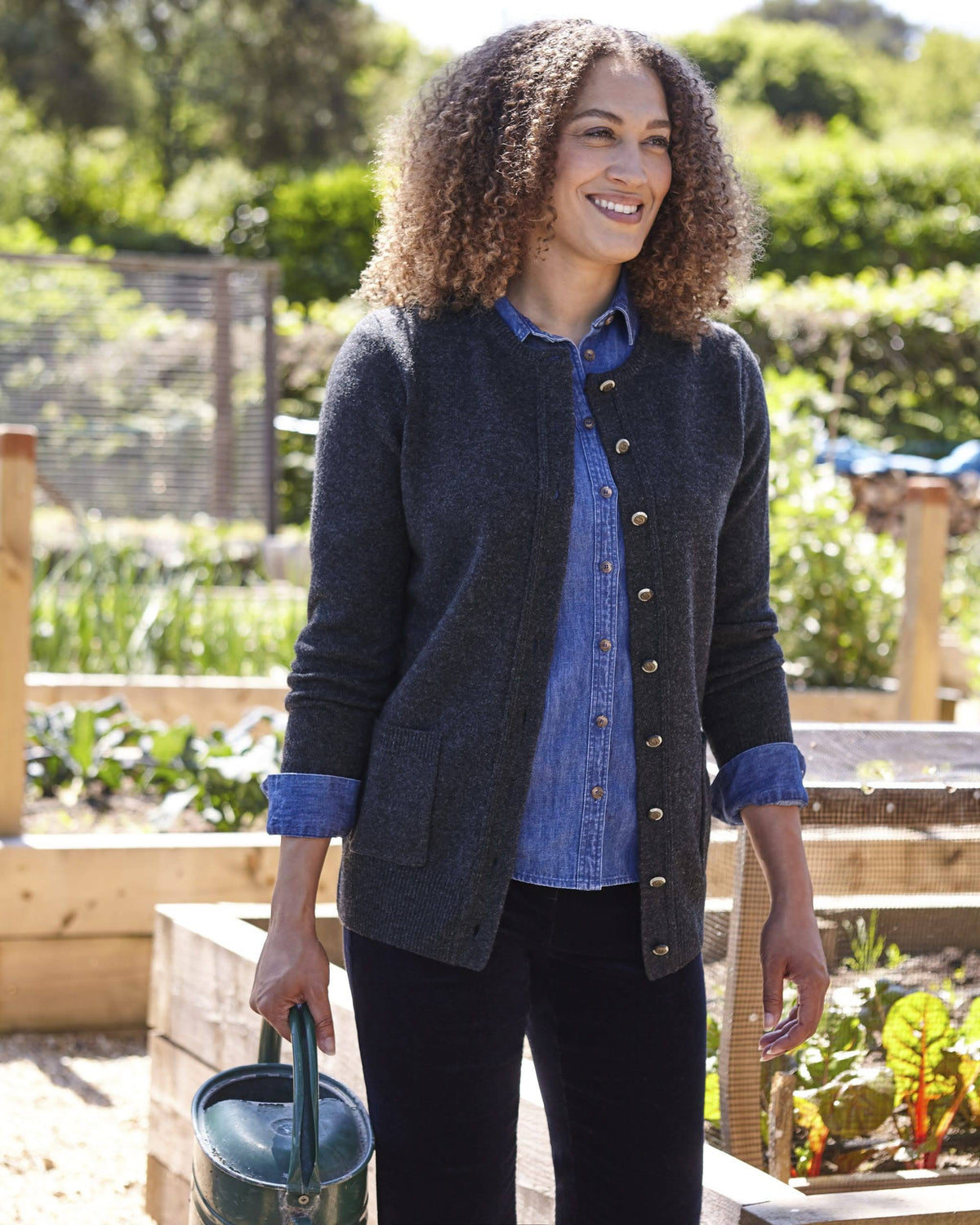 Lambswool Crew Neck Cardi Grey B314