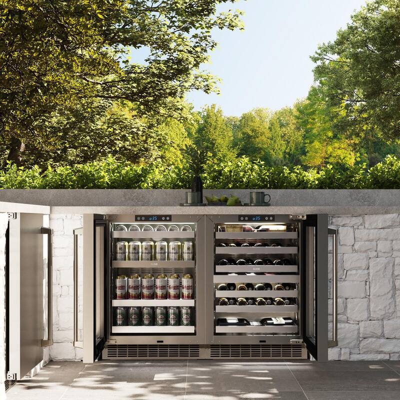 24 in. Single Zone 151-Can Beverage Fridge with Glass Door in Stainless Steel C64207