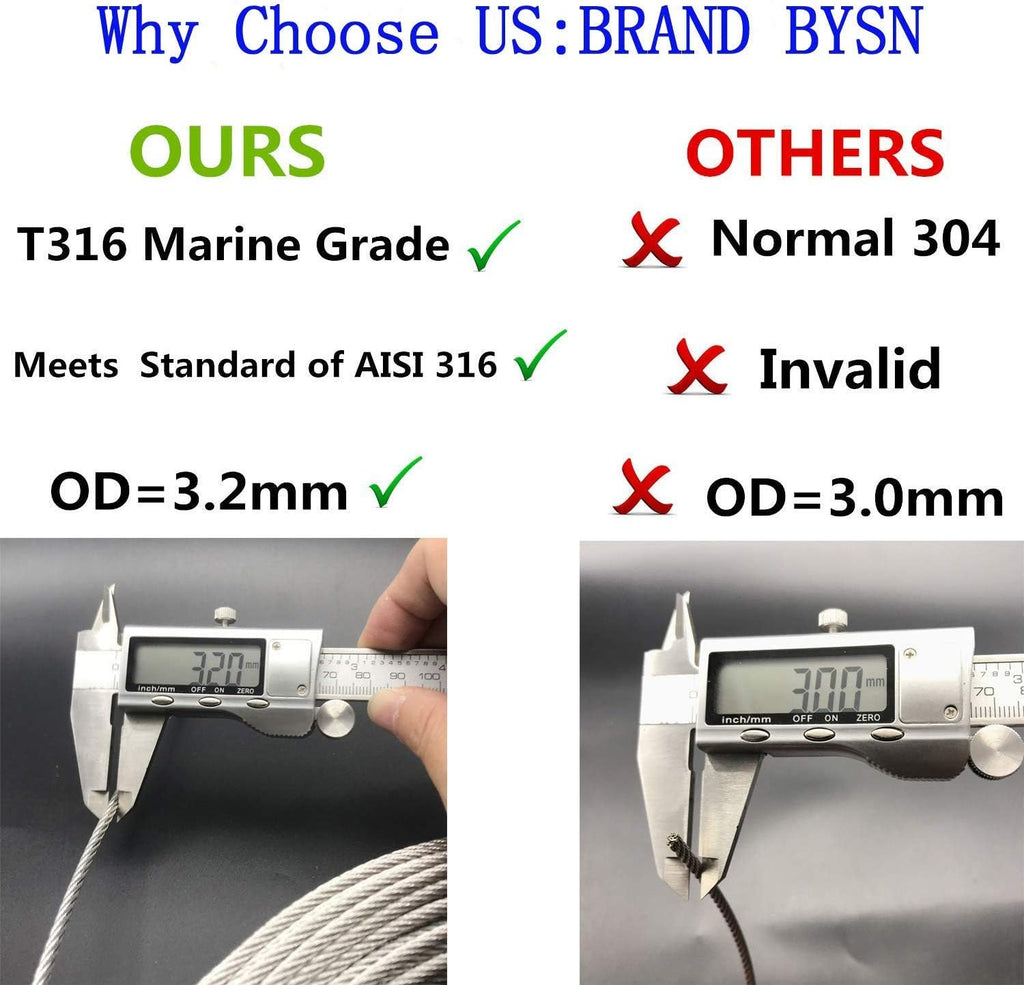 1/8 T316 Stainless Steel Cable, 7 x 7 Strands, 500FT Wire Rope H771919