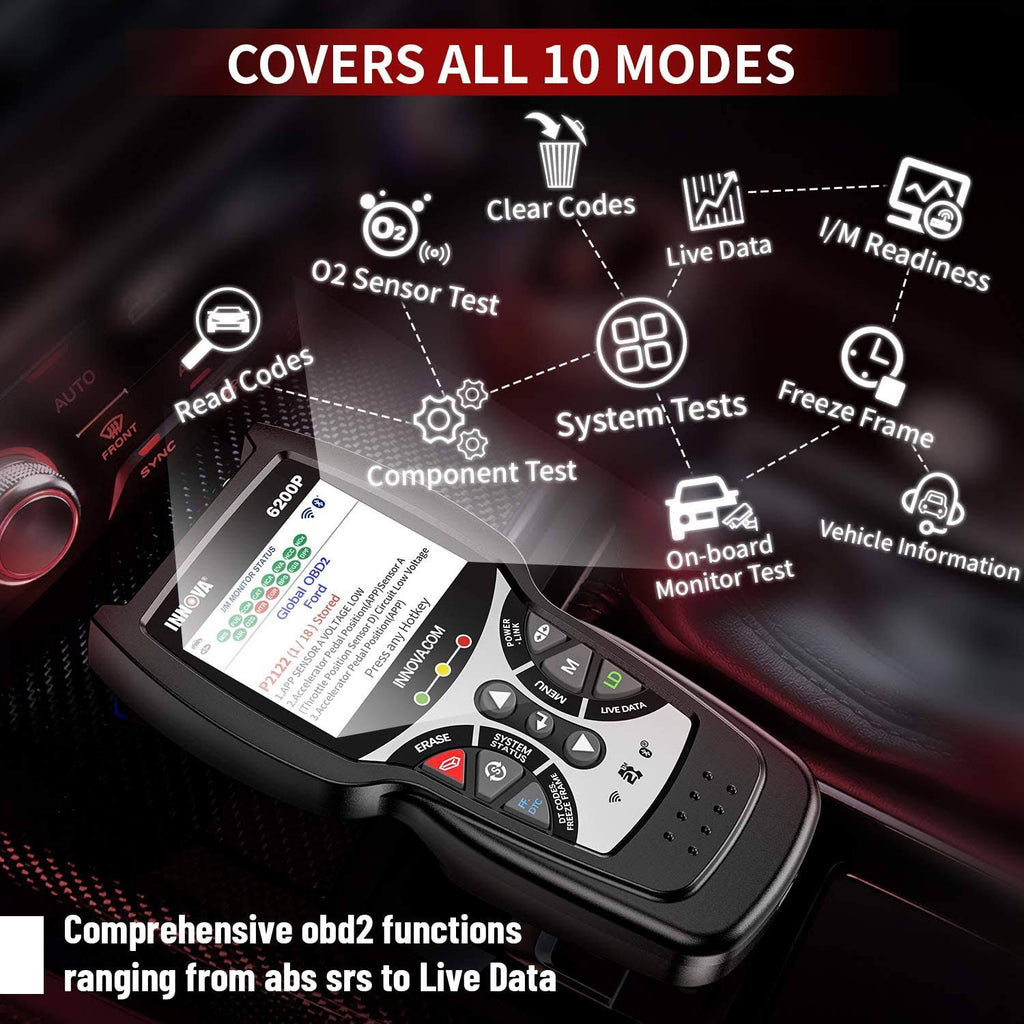 ABS Srs OBD2 Scanner Code Reader with Battery Reset Oil Light Reset P744279
