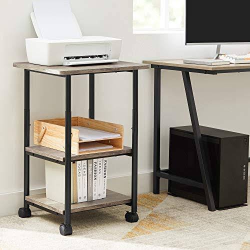 3-Tier Printer Stand with Wheels and Adjustable Table Top A357205