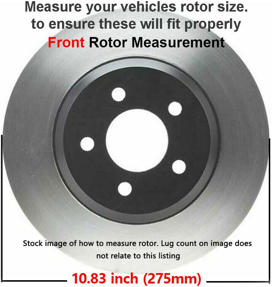 10.83 (275mm) Front Drilled and Slotted Disc Rotors + Brake Pads 6pc Set U1524