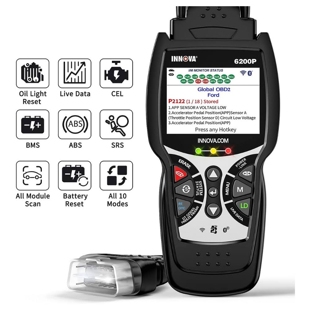 ABS Srs OBD2 Scanner Code Reader with Battery Reset Oil Light Reset P744279