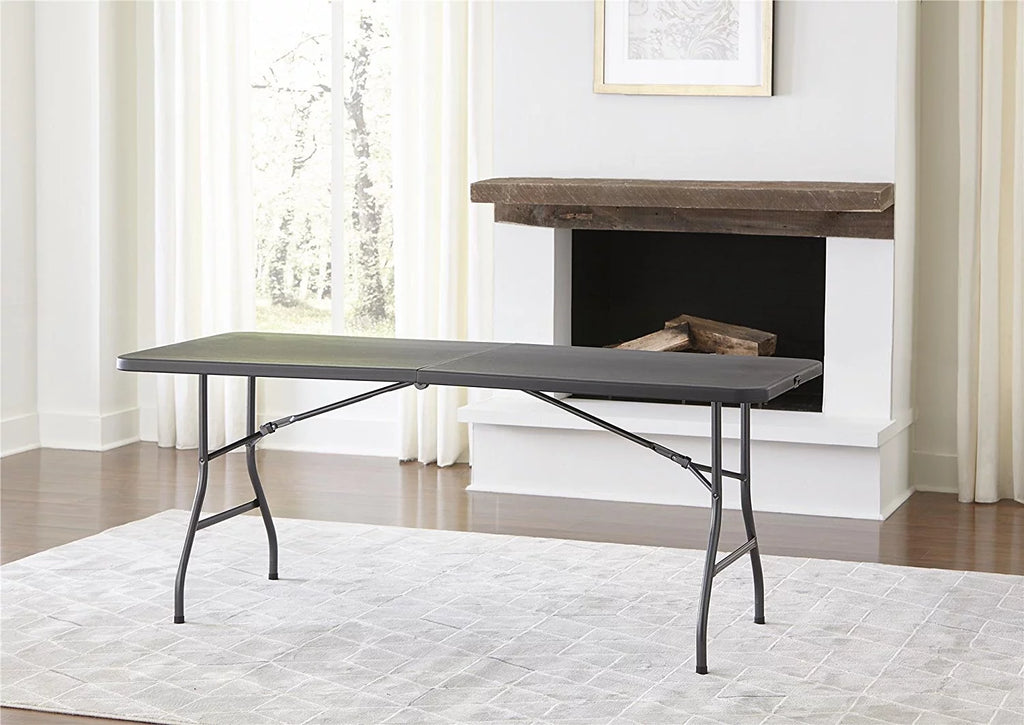Black 6 Foot x 30 Inch Fold-in-Half Folding Table H2644
