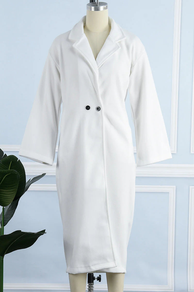 Casual Solid Button Turndown Collar Outerwear E710889