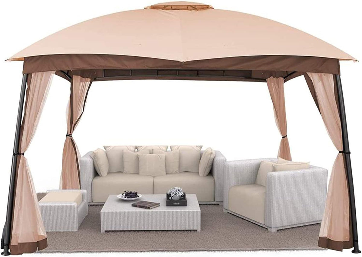 10x10 Double Vent Waterproof Outdoor Gazebo Canopy with Mosquito Netting Y737135