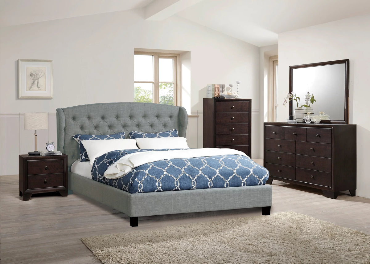 White Queen Size Bed Dresser Mirror Nightstand 4pc Set M48004