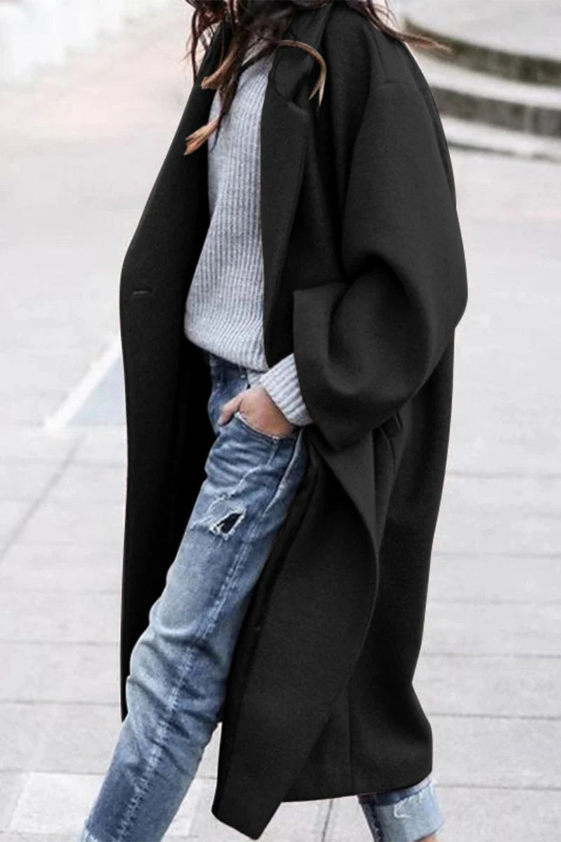 Casual Solid Button Turndown Collar Outerwear E710889
