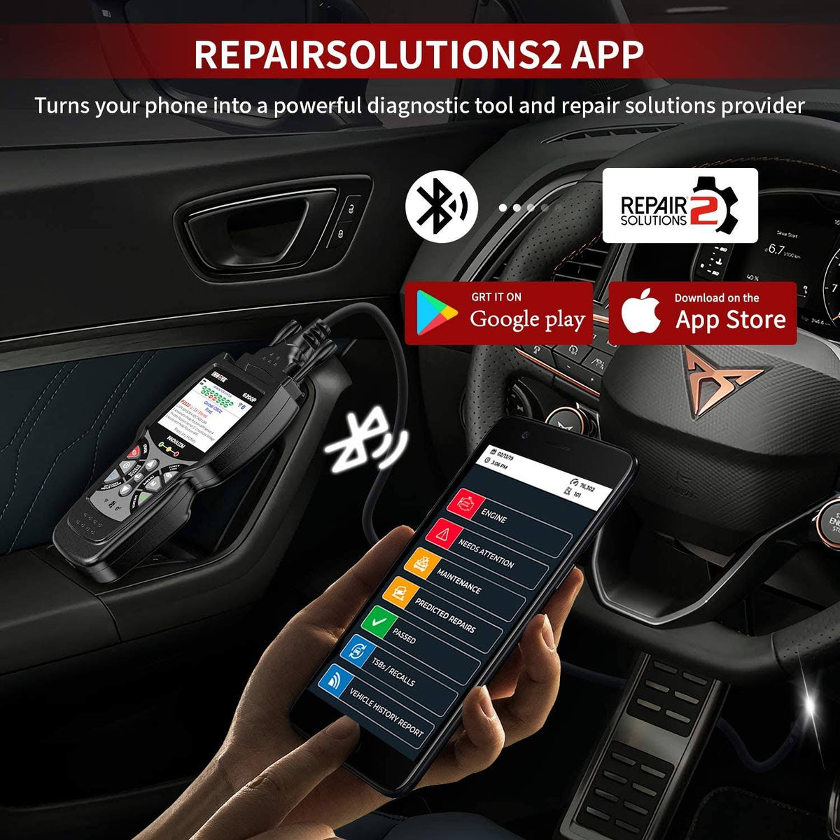 ABS Srs OBD2 Scanner Code Reader with Battery Reset Oil Light Reset P744279
