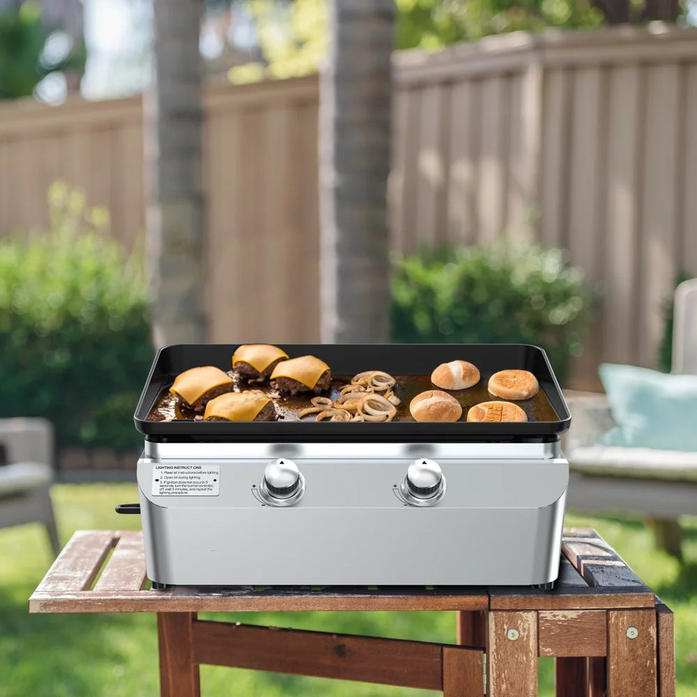 1-Burner Propane Gas Tabletop Grill with Griddle Top F439