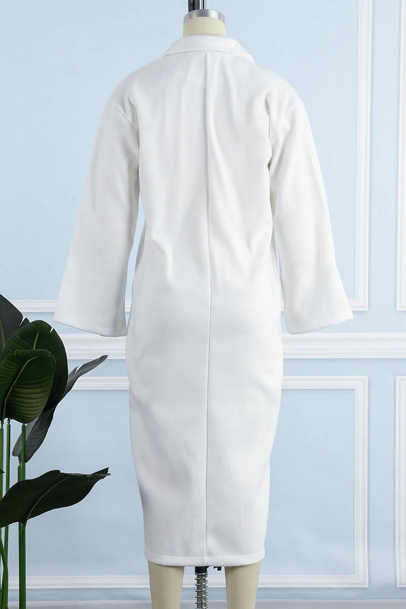 Casual Solid Button Turndown Collar Outerwear E710889
