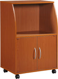 Cherry Mini Microwave Cart with Two Doors and Shelf T38497