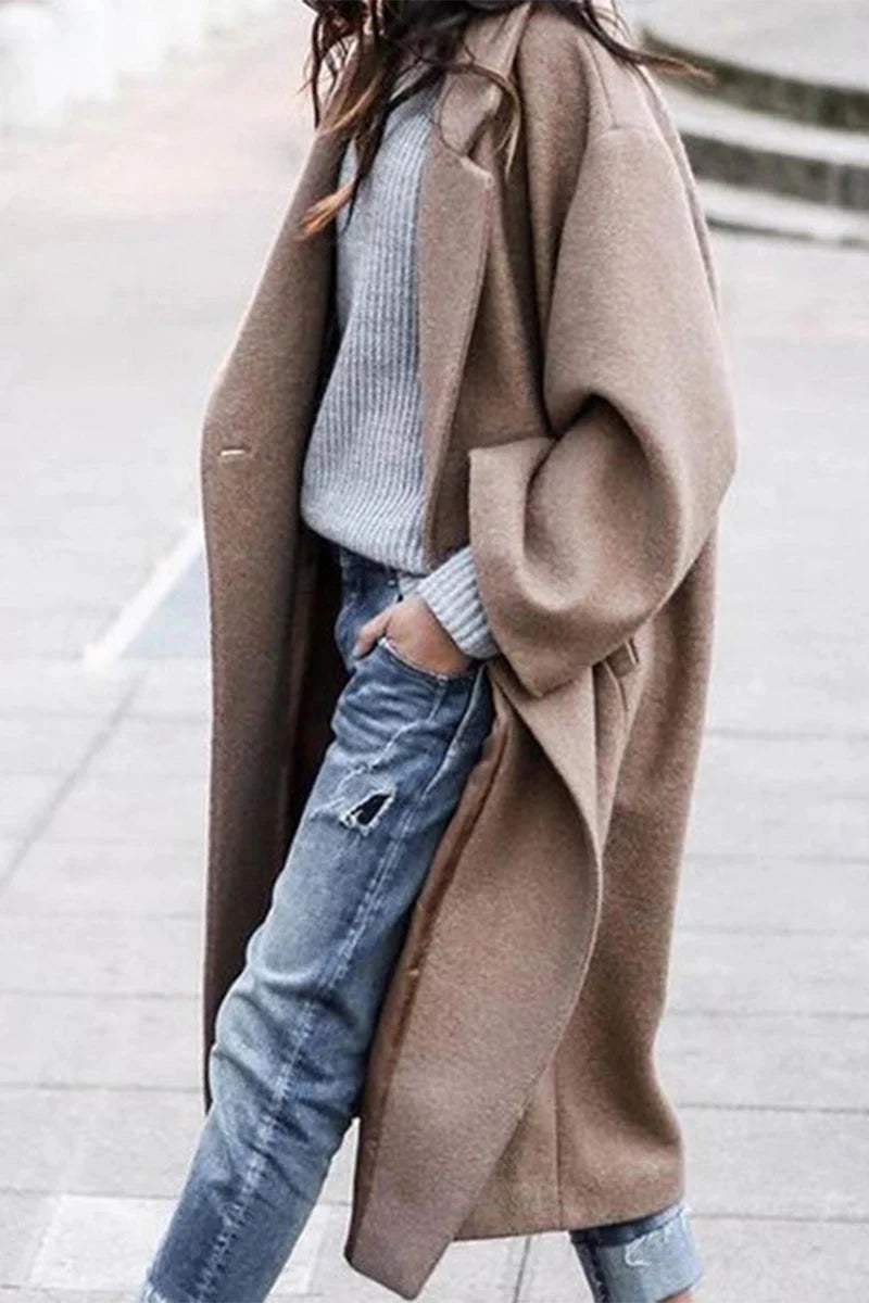 Casual Solid Button Turndown Collar Outerwear E710889