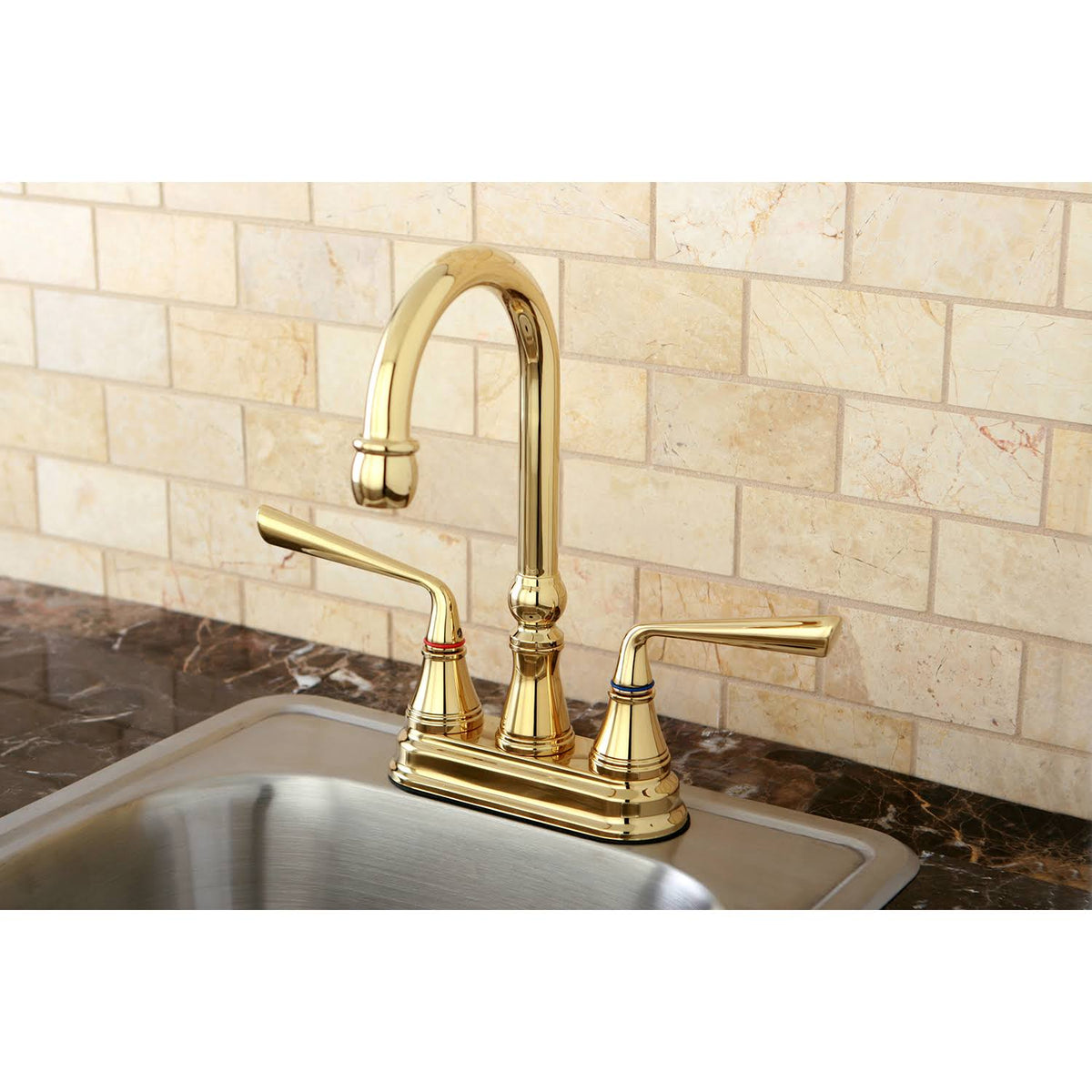 Polished Brass Two-Handle Centerset Bar Faucet A661729