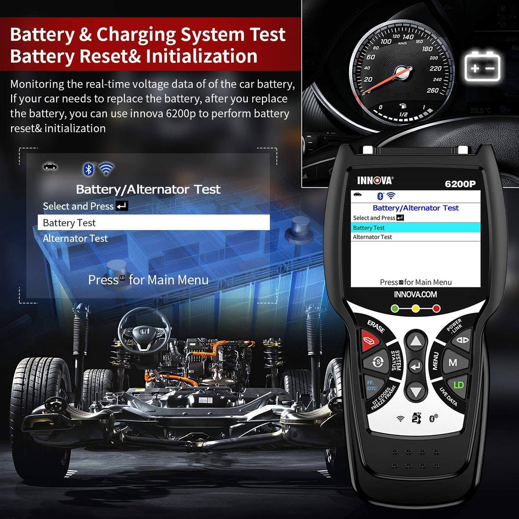 ABS Srs OBD2 Scanner Code Reader with Battery Reset Oil Light Reset P744279