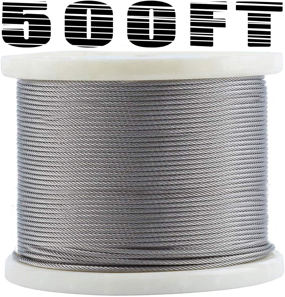 1/8 T316 Stainless Steel Cable, 7 x 7 Strands, 500FT Wire Rope H771919