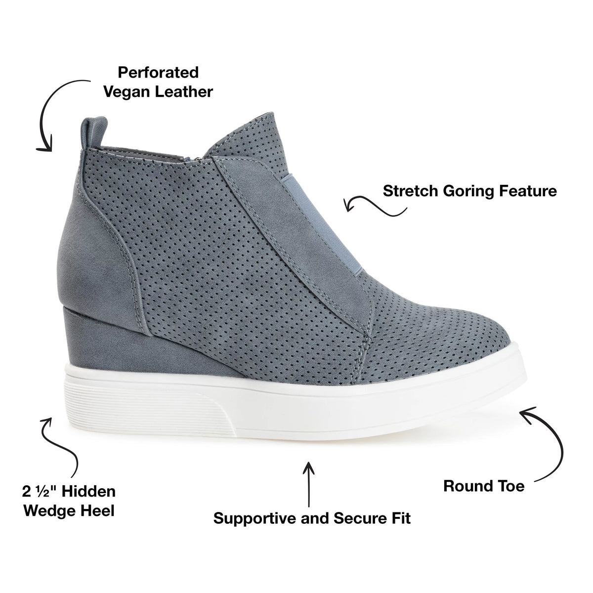 Womens Wide Width Round Toe Wedge Sneakers J282831