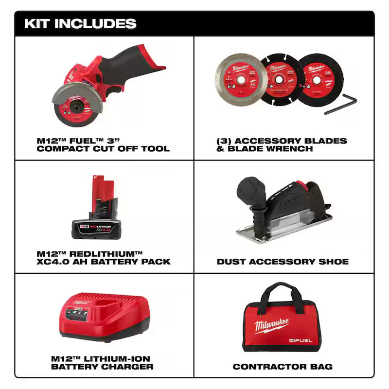 12V Brushless Cordless Cut Off Saw Kit with 3 in. Metal Cut Off Wheels P646