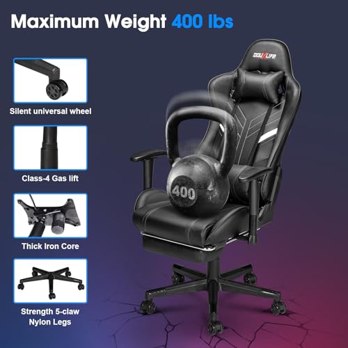 Black Ergonomic Gaming Chair with Footrest V952180