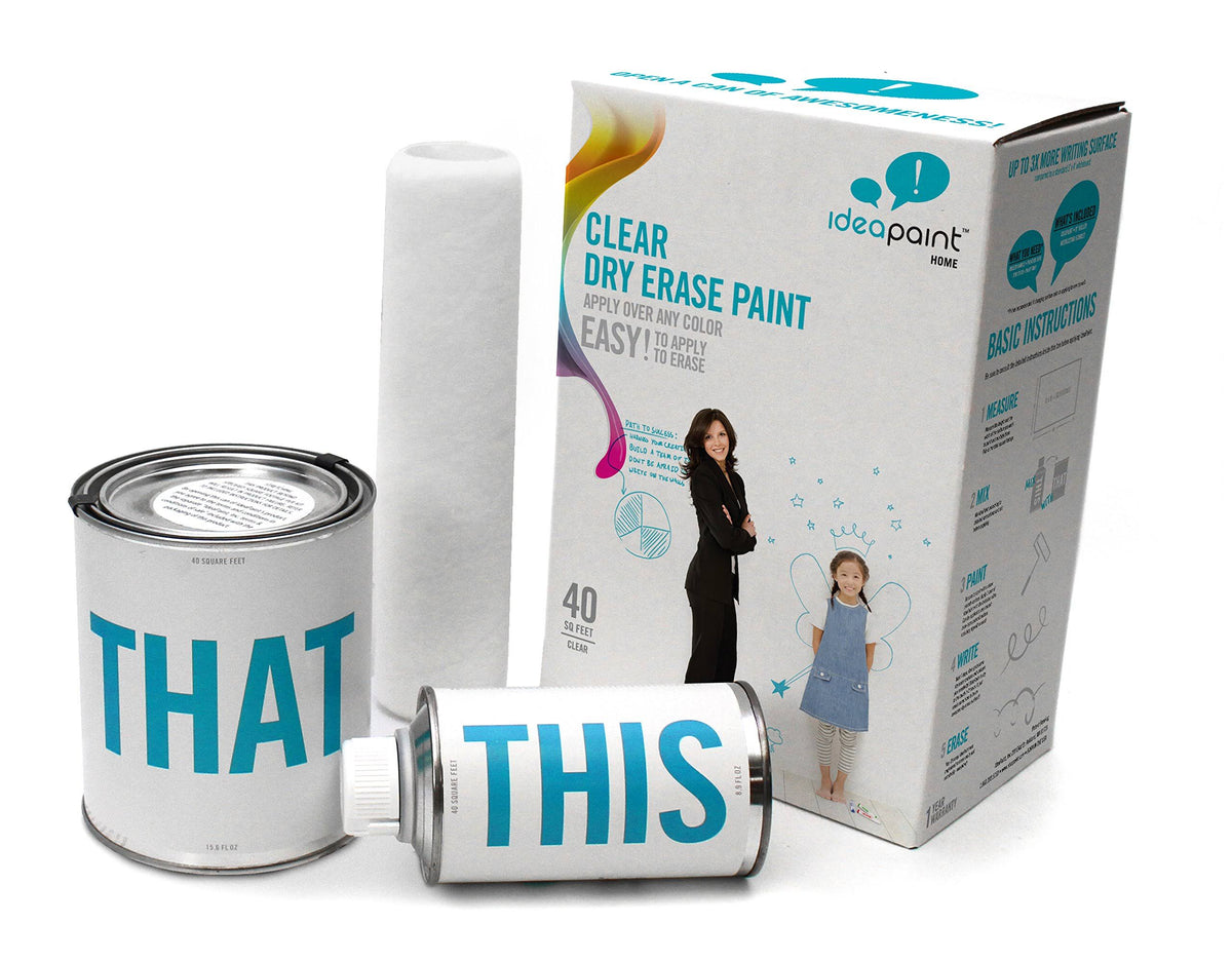 Clear Dry Erase Paint Kit, 40 Sq ft R90048