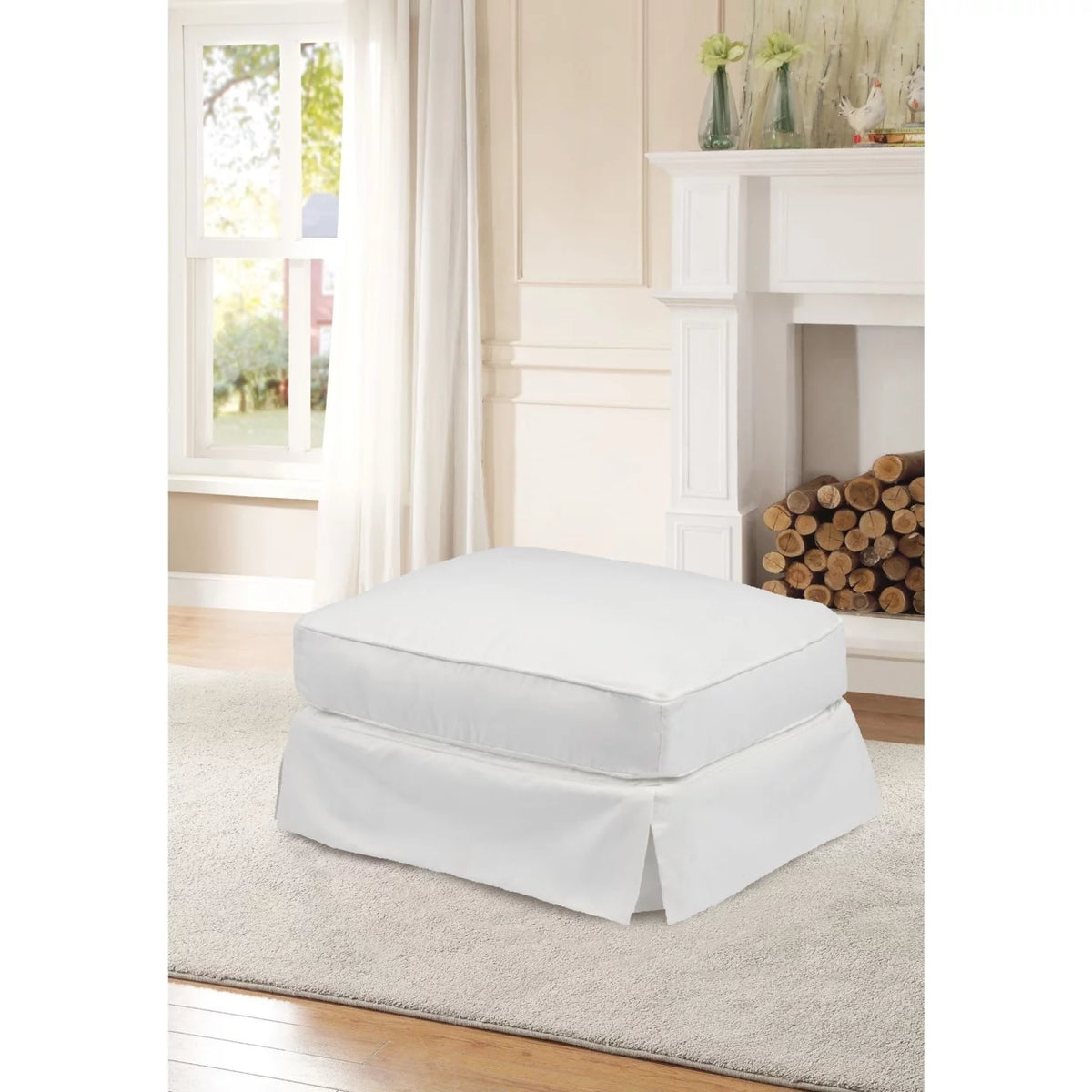 White Upholstered Ottoman B8563