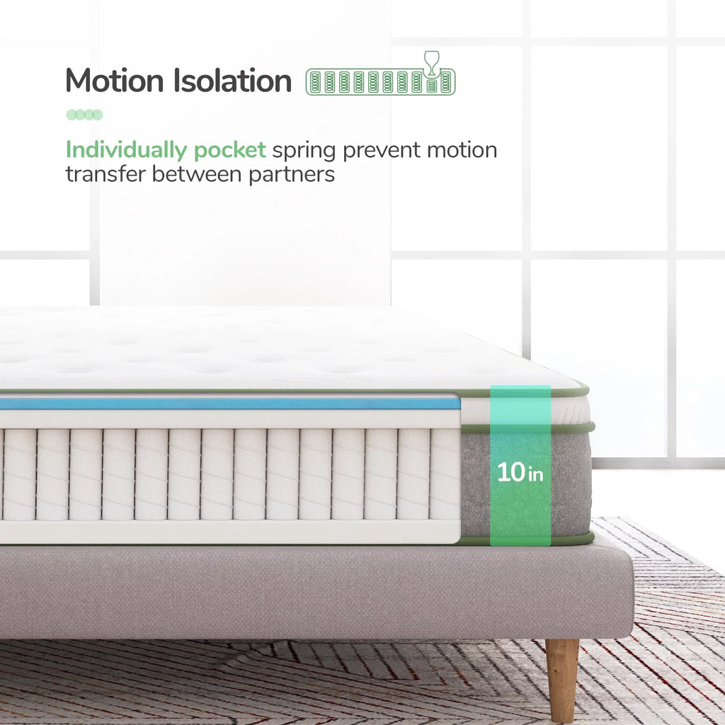10 inch Memory Foam Hybrid Pocket Spring Mattress King O19418