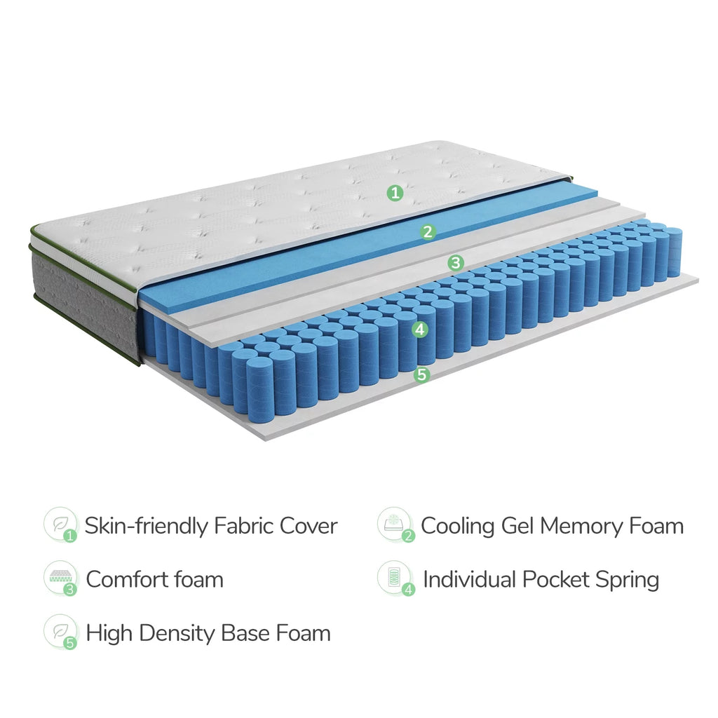 10 inch Memory Foam Hybrid Pocket Spring Mattress King O19418