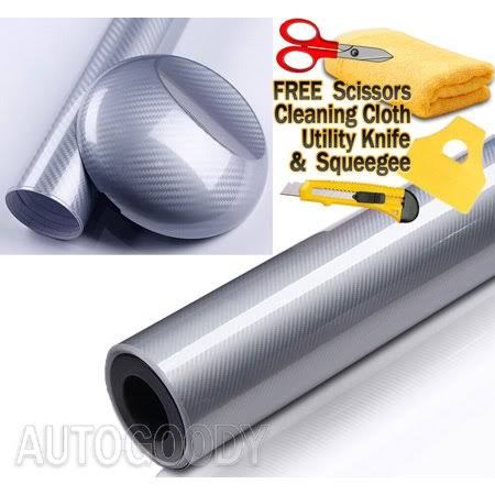 108 inch x 60 inch High Gloss Silver Carbon Fiber Vinyl Wrap P300