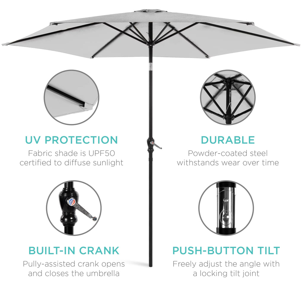 10ft Steel Patio Umbrella with Crank and Tilt E21183
