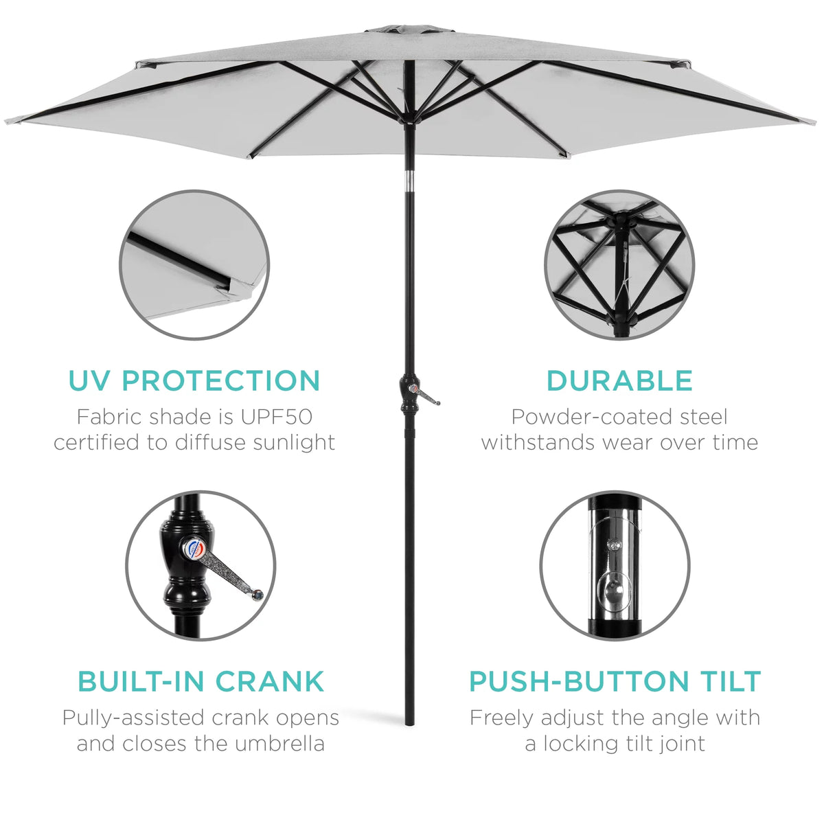 10ft Steel Patio Umbrella with Crank and Tilt E21183
