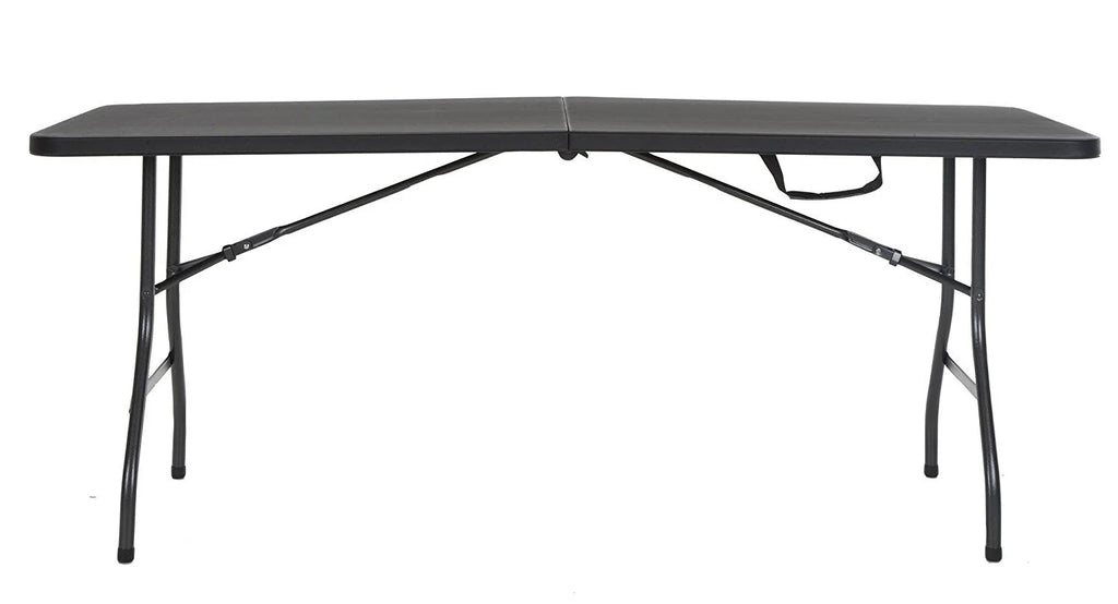 Black 6 Foot x 30 Inch Fold-in-Half Folding Table H2644