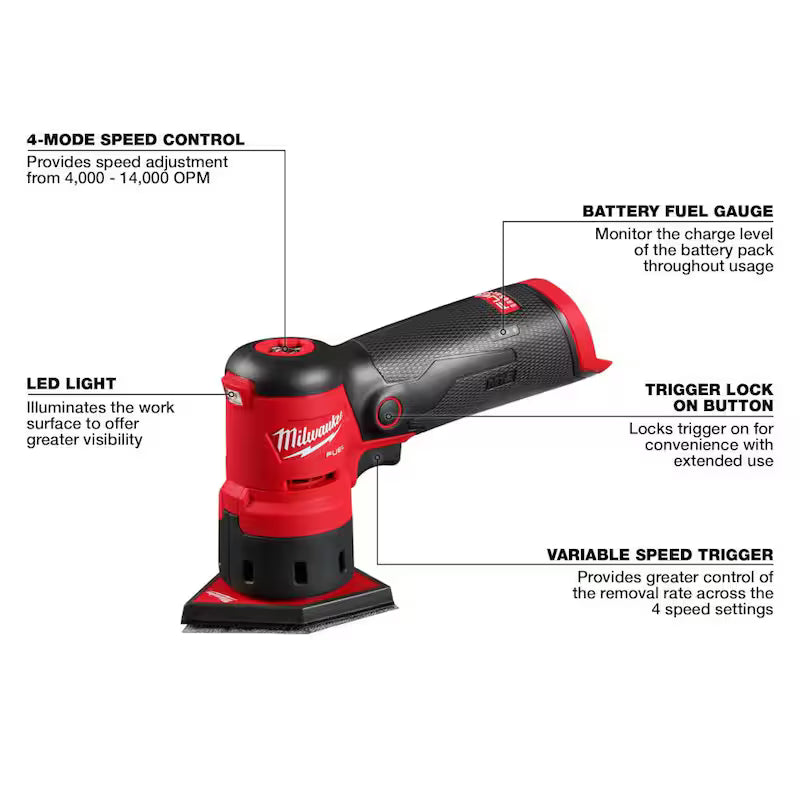 12-Volt Lithium-Ion Brushless Cordless Orbital Detail Sander with Battery and Charger P29546