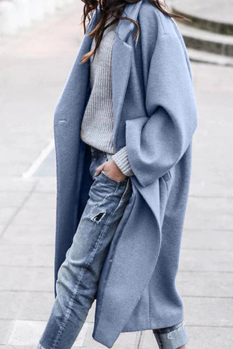 Casual Solid Button Turndown Collar Outerwear E710889