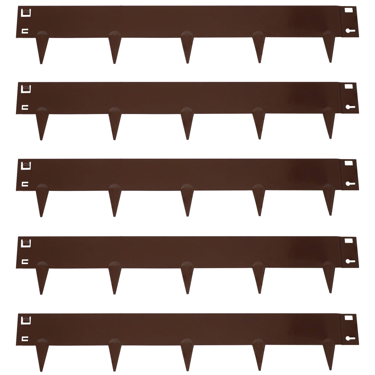 Set of 5 Steel Metal Landscape Edging Border 42-Inch Sections Brown A310