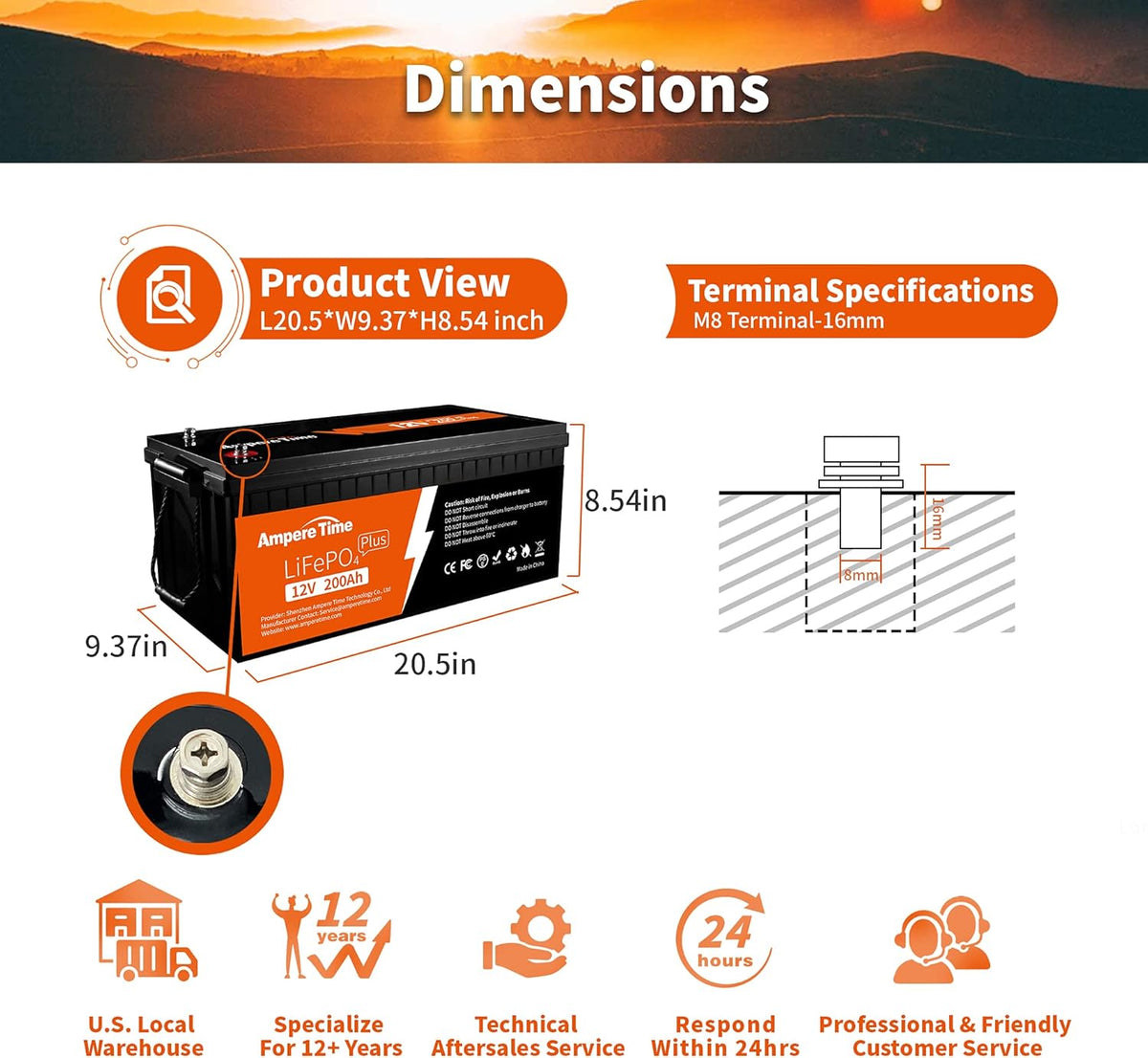 12V 200Ah Lithium LiFePO4 Battery with 200A BMS W2908
