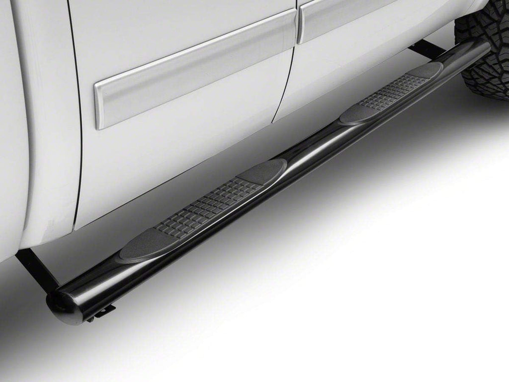 Black 4-Inch Oval Straight End Side Step Bars J685