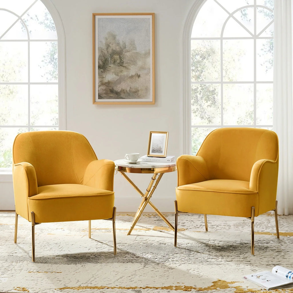Velvet Accent Chair with Golden Legs Set of 2 B586282