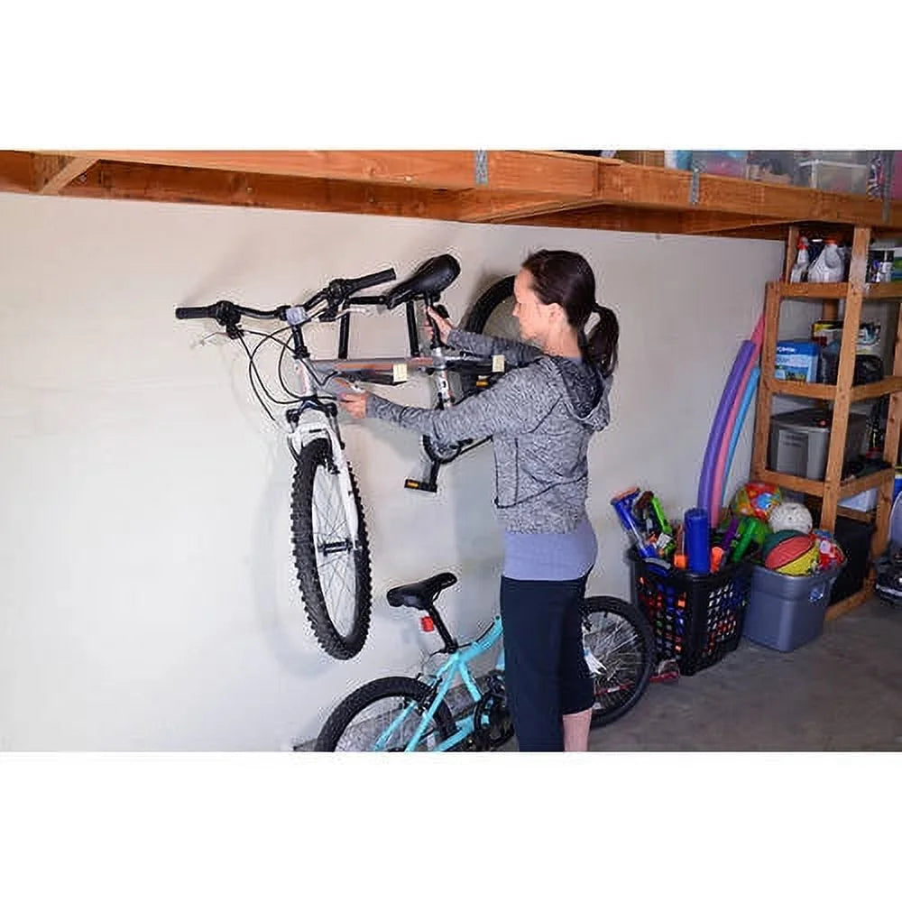 Wall-Mounted 2-Bicycle Folding Storage Bike Rack N477