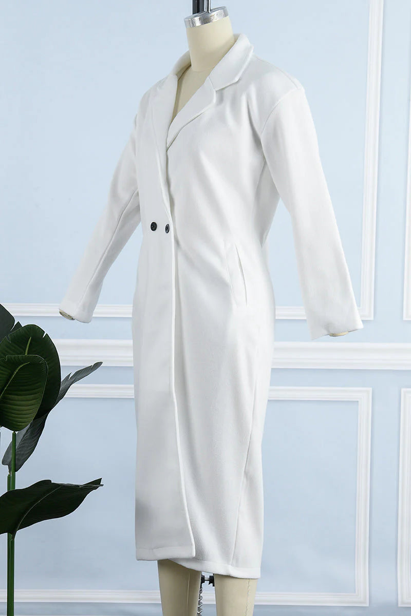 Casual Solid Button Turndown Collar Outerwear E710889