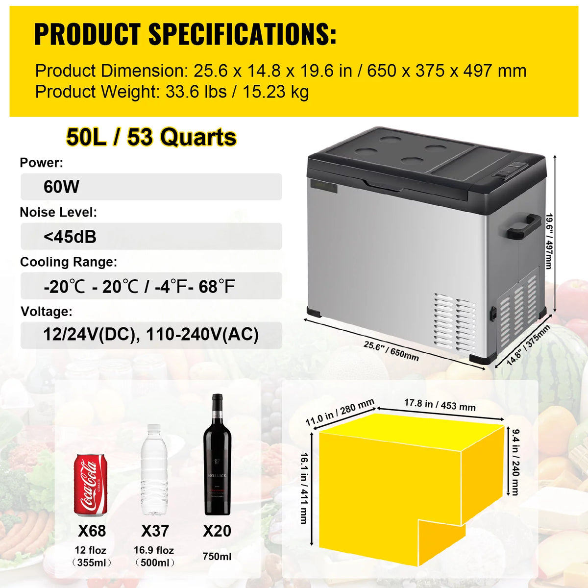 12volt Car Refrigerator Portable Freezer 53Qt V2943