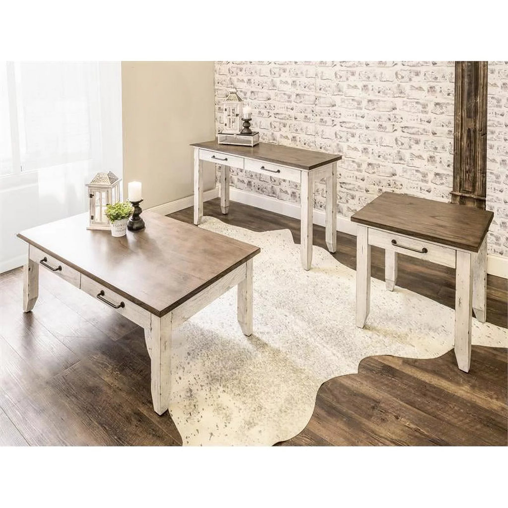 Rustic Ivory and Honey End Table S123080
