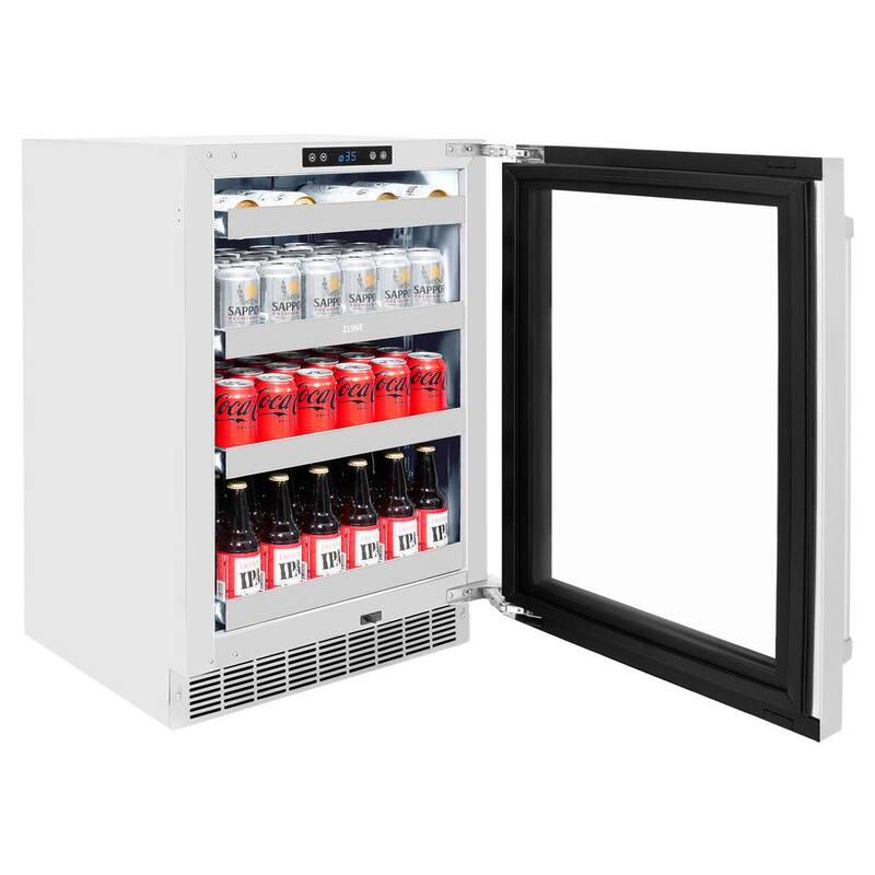 24 in. Single Zone 151-Can Beverage Fridge with Glass Door in Stainless Steel C64207