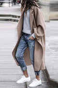 Casual Solid Button Turndown Collar Outerwear E710889