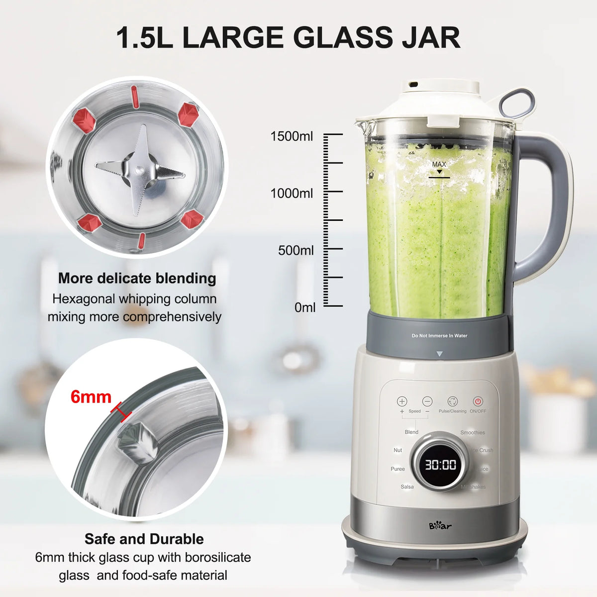 1200W Countertop Blender with 51 Oz Glass Jar Z34848