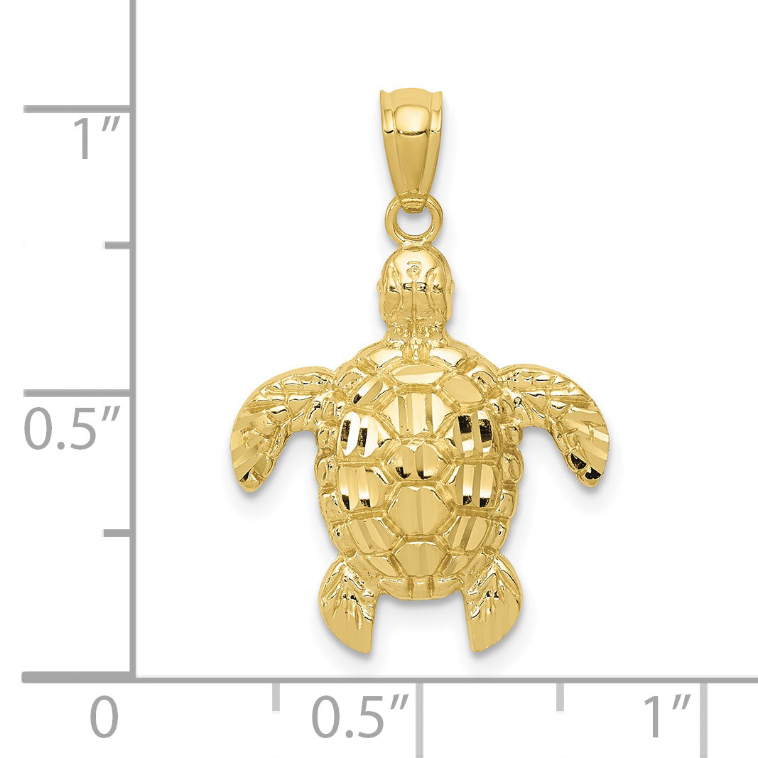 10K Yellow Gold Sea Turtle Pendant C461