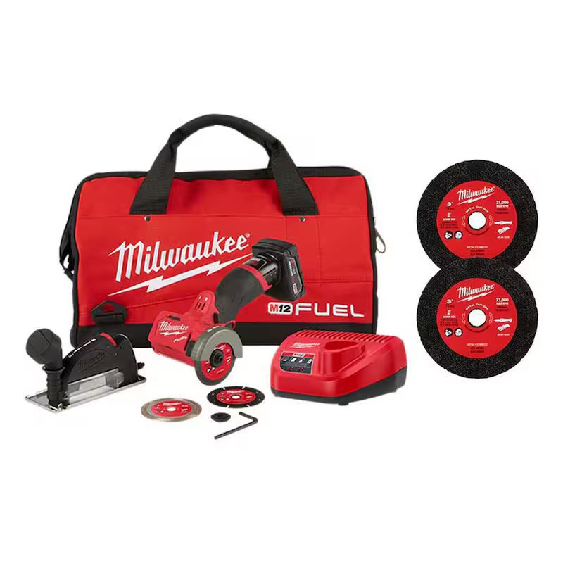 12V Brushless Cordless Cut Off Saw Kit with 3 in. Metal Cut Off Wheels P646