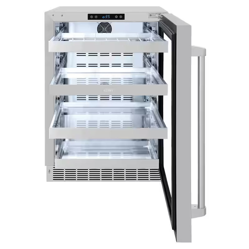 24 in. Single Zone 151-Can Beverage Fridge with Glass Door in Stainless Steel C64207