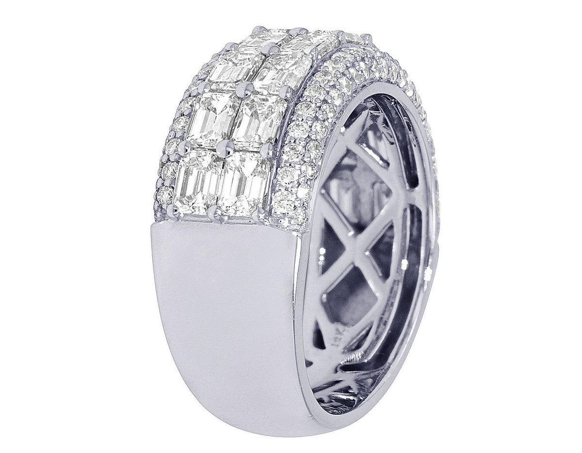 Emerald Cut 5.15 CT VVS Diamond Band Ring White Gold D602
