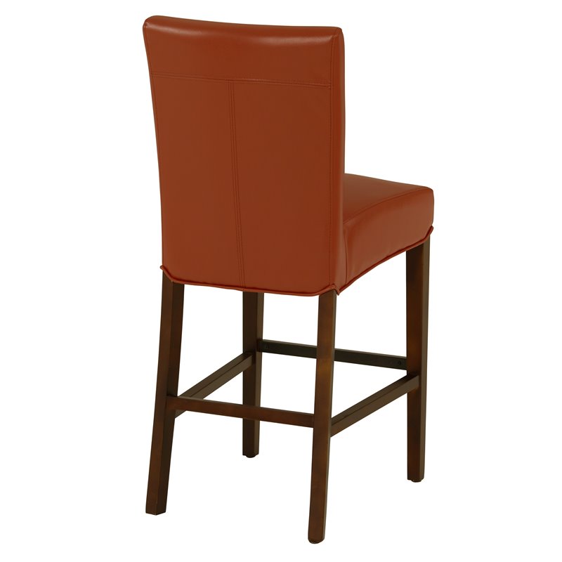 26" Bonded Leather Counter Stool in Orange - Set of 3 G17862
